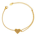 Custom Double Layer Double Chain Bracelet Steel Ball Splicing Heart Pendant Bracelet