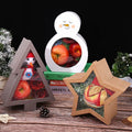 Custom Made Fashion Style Star and Christmas Tree Shaped Gift Paper Boxes with PVC Window Matt Lamination Printing Handling