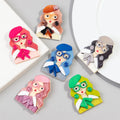 Vintage Korean Cute Girl Beret Hat Color Long Curly Hair Bow Temperament Gentle College Coat Accessories Acrylic Brooch Gift