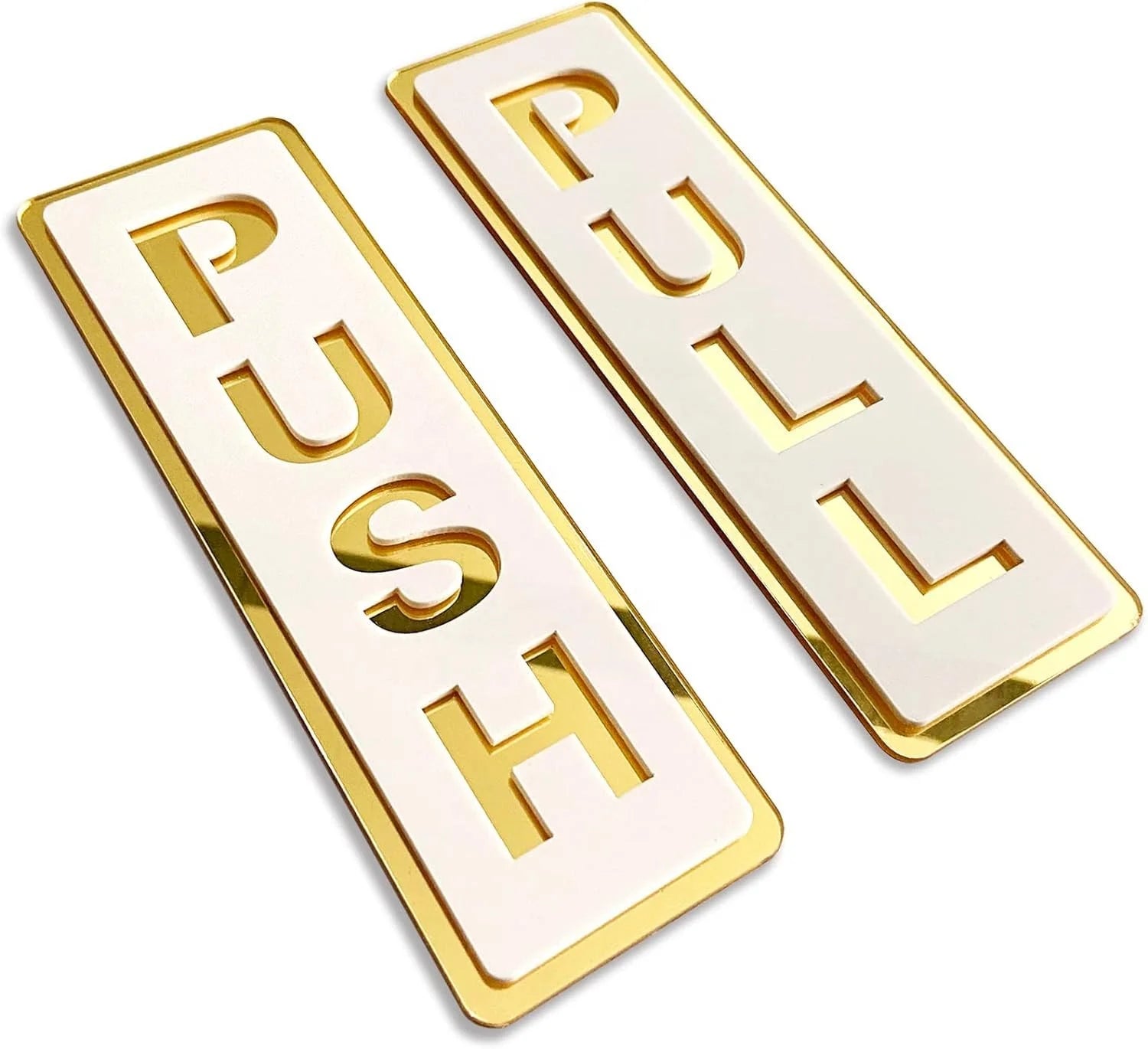 Push Pull Golden White Glass Door Acrylic Signage Sticker Self-Adhesive Door Sign Sticker