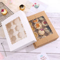 Macaron Cake Box Vintage Window Kraft Paper Boxes Baking Roasting Cookie Drawer Box