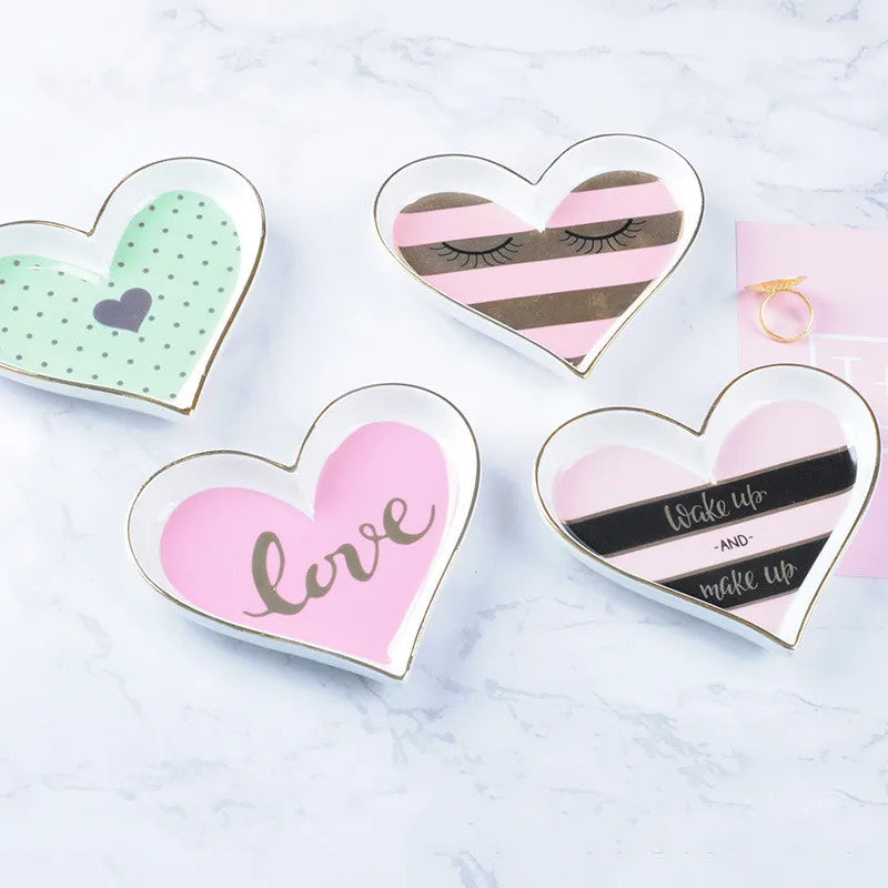 Gifts for Women Girls Ceramic Ring Dish Decorative Trinket Plate Initial Jewelry Tray Dish
