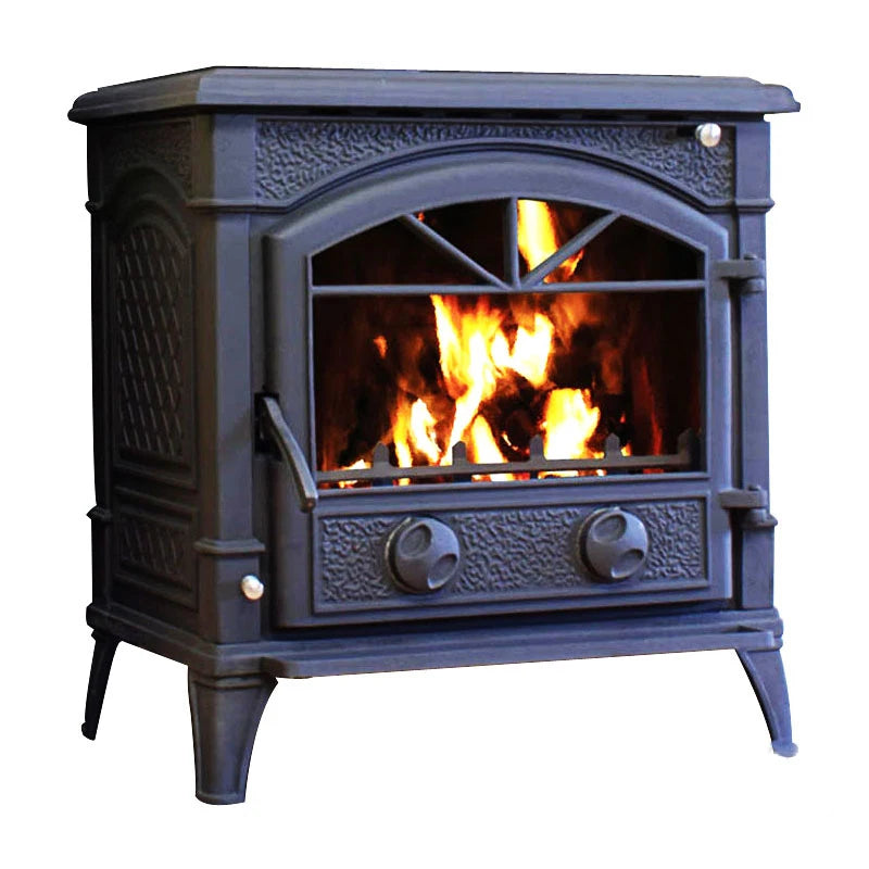 Modern Freestanding Multifunctional Steel Wood Burning Stove See-Through Fireplace with Refractory Heating for Indoor Home Use