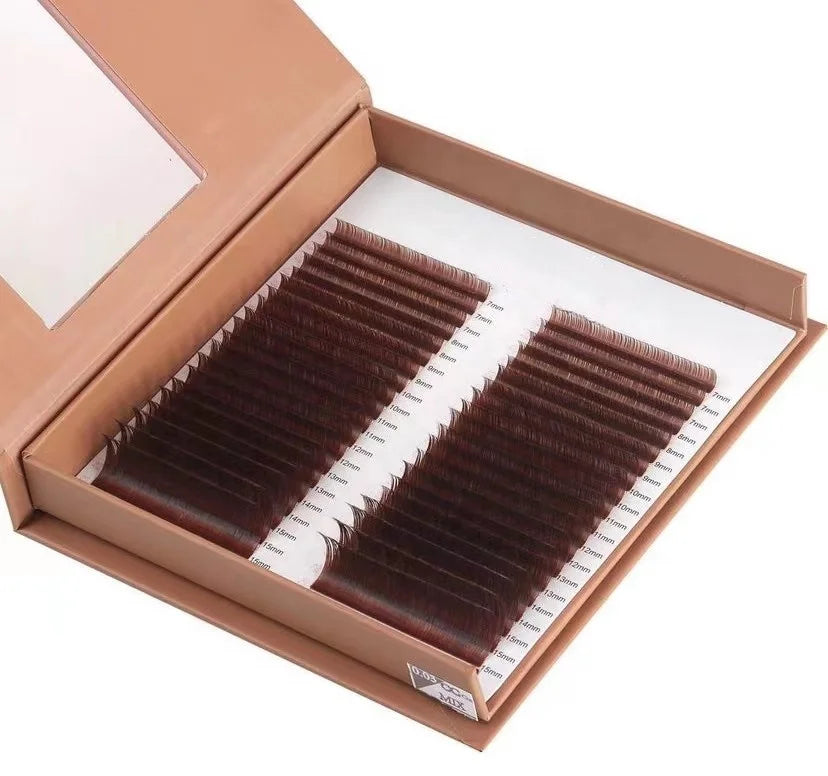 New Arrival 0.05 0.07 0.10 0.15mm Brown Individual Lash Extensions C D Cc Dd Lash Trays Custom Brown Lashes Tray