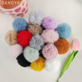 Cute Colorful Fluffy Plush Ball High Elastic Hair Tie Warm Gentle and Soft Rope Hair Accessories for Girls Hairband