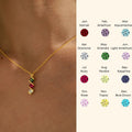 Singoli Gemstone Birthstone Necklace Dainty Geometric Stainless Steel Gold Necklace Jewelry for Women MAMA Gift