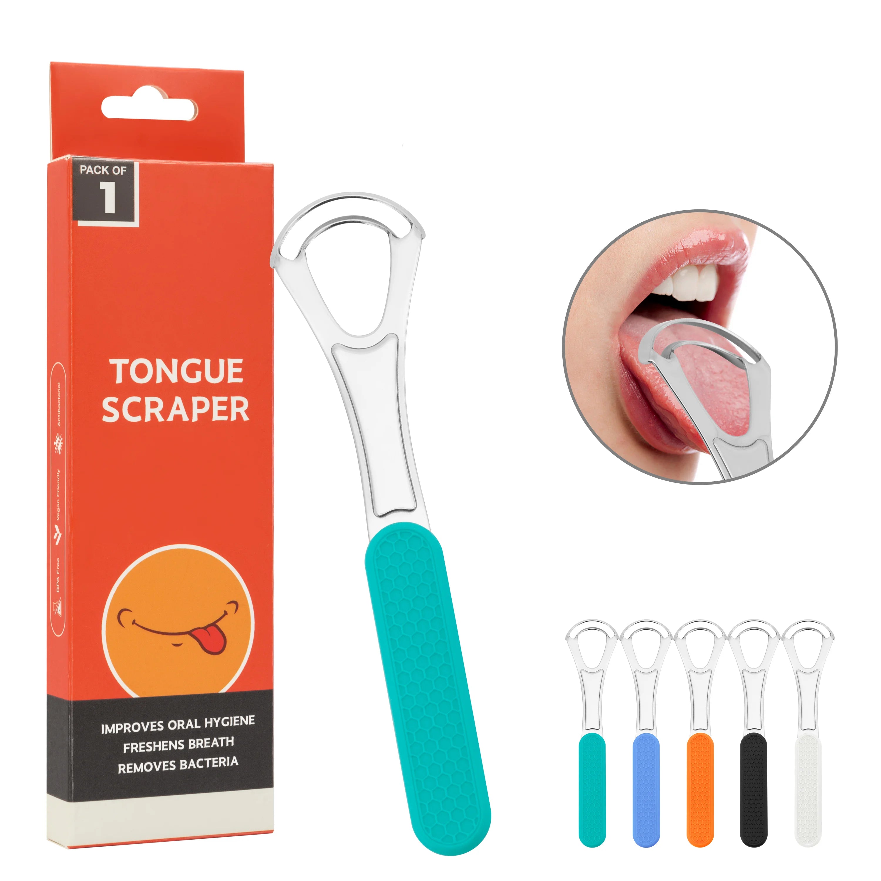 Wholesale Tongue Cleaners Surgical Grade Stainless Steel Tongue Scraper for Adult Tongue Cleaning