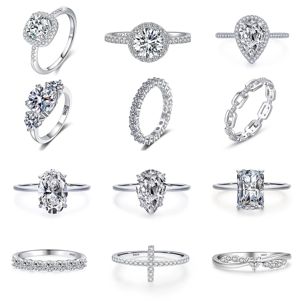Wholesale Fine Jewelry Rings CZ Wedding Engagement Ring 5A Cubic Zircon Luxury Sterling Silver 925 Ring Collection for Women