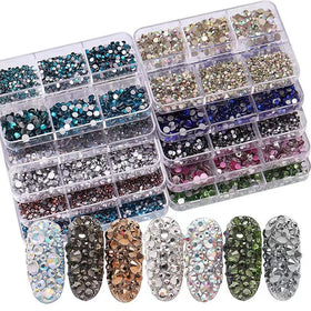 BIN Nail Art Decorations Mixed Color Rhinestones Diamonds Beads Flat Colorful Sparkle Nail Art Glass Rhinestones