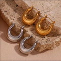 Wholesale Bulk Custom Hollow 18K Gold Plated Anti Tarnish Jewelry Stainless Steel Statement Jewelry Hoop Earrings for Women