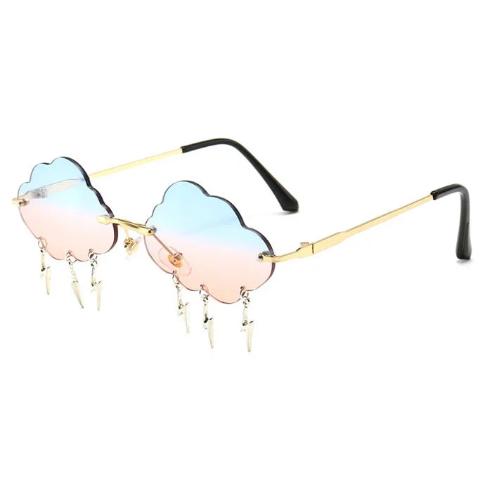 New Fashion Cloud Flash Metal Gold Gradient Unisex Rimless Designer Sunglasses with UV400 Lenses