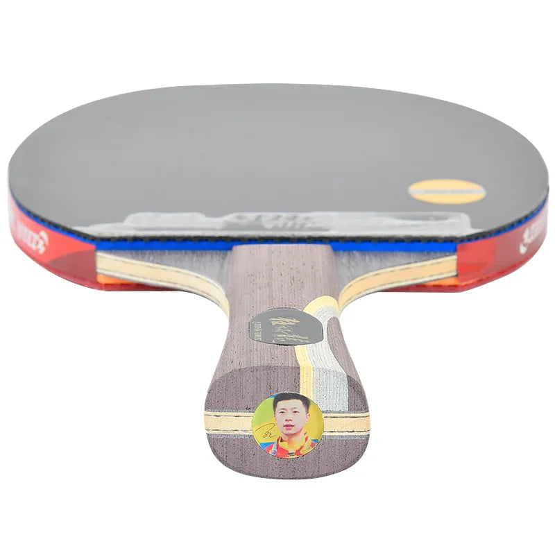 Hot Selling DHS Double Happiness LONG-L/S Horizontal Grip Straight Table Tennis Racket with 7-Layer Baseboard Pimples in Rubber