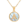 Plate Shell Stainless Alphabet English Capital Round Letter Necklace Gold New for Women Stainless Steel Chains Letter Pendant
