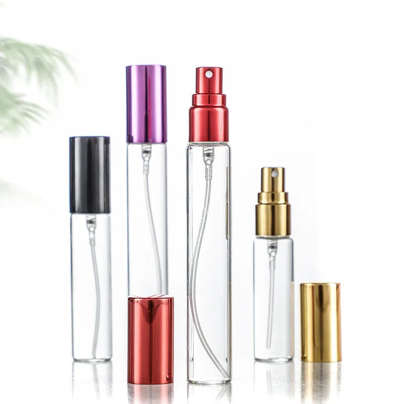 Wholesale 5ml 8ml 10ml 15ml Refillable Atomizer clear Perfume Bottle Round Perfume Spray Glass Bottle with Gold Sprayer