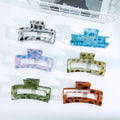 10.5cm Fashion Leopard Point Gradient Transparent Huge Hair Claw Accessories Plastic Rectangular Large Hair Claws for Women
