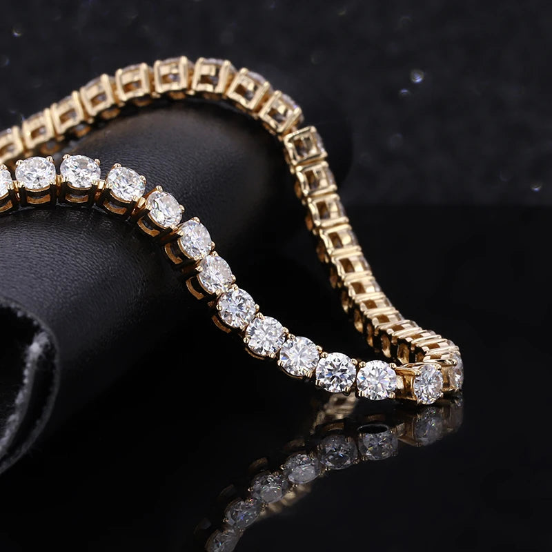 18K Gold Plated S925 Sterling Silver Jewelry Tennis Chain White EF Color VVS Moissanite Tennis Necklace