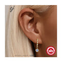 Carline Fashion Hoop Earrings 925 Sterling Silver Blue Opal Pendants Earrings 18k Gold Plated Twist Hoop Drop Earrings for Women