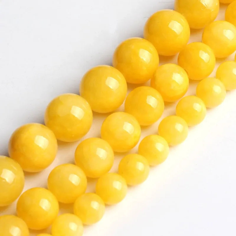 Wholesale 15 Inches 6/8/10/12MM Smooth Dark Yellow Jades Stone Round Beads for Jewelry Making Diy Bracelet