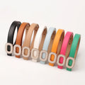JULUN Ladies Belt Rhinestone Belt Vintage Belts Women MultiColor PU Leather With Pearl Rhinestone Oval Buckle Fashion Accessory