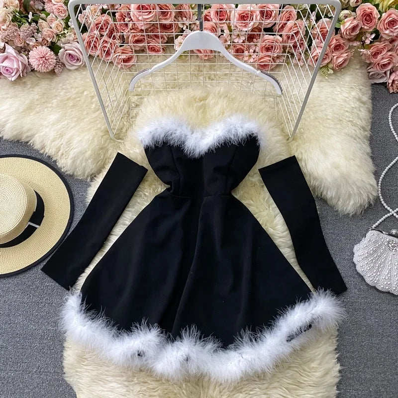 New Bodycon Dress With Sleeves Club High Waist Mini Dress