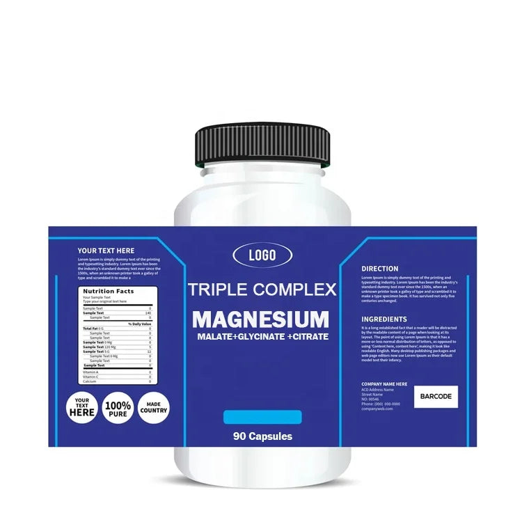 OEM 500mg Triple Magnesium Complex Magnesium Glycinate Malate Citrate Magnesium Capsules