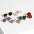 Simple Delicate Red Agate Retro Stud Earrings Ins Style Small Gemstone Piercing Earring for Women Girl Gift