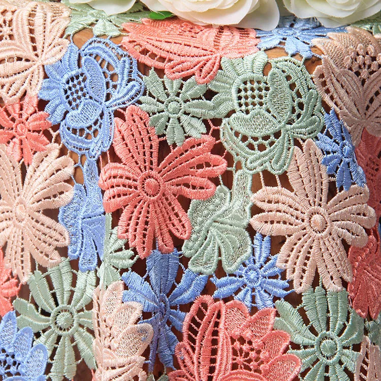 Luxury Swiss Ted Guipure Embroidery Dress Lace Colorful Lace Bakerlinear Lace