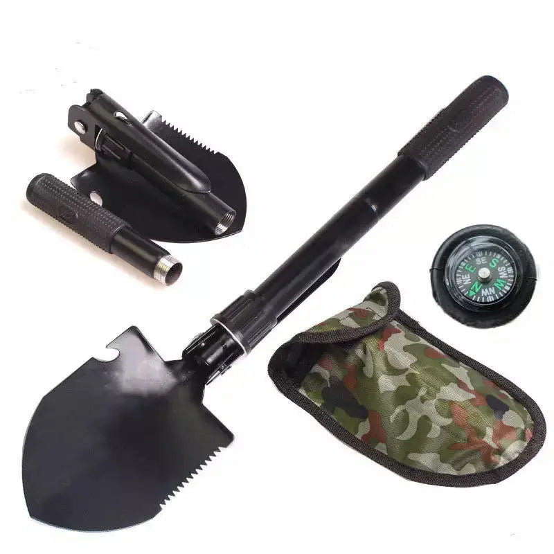 Kongbo Outdoor Garden Cleaning Tool Snow Spade Portable Camping Folding Multi-function Survival Shovel With Handle Compass