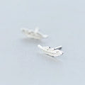 Fashion  925 Sterling Silver Mini Cute Feather Stud Earrings for Women Jewelry
