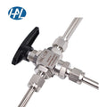 316 SS 3-Way Ferrule Ball Valve Manual Gas Instrument Panel Switch High Temperature Base