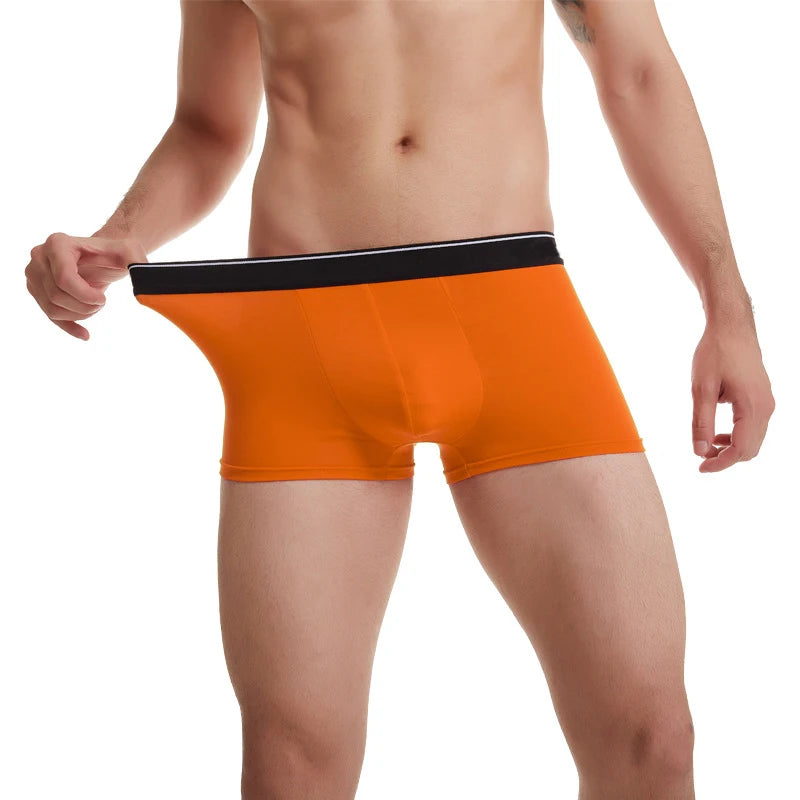 Men's Solid Mid-Rise Boxer Underwear Breathable Nylon Modal Bamboo Cotton Briefs Comfortable Fit for Daily Wear