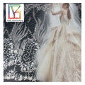 Luxury 3d Flower Sliver Lace Fabric Heavy Beaded Lace Fabric 5 Yards for Evening Dress