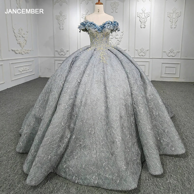 9950 New Vintage Elegant Off Shoulders Full Length Embroider Ball Gown Girl Dress 2022