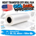 Jinlong 30cm 33cm 60cm 75U Thickness Single-sided Transparent DTF Hot Peel Transfer Roll Paper PET Film