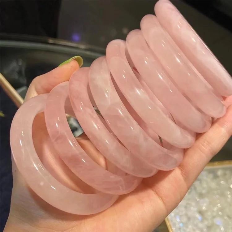 Natural Gem Stone Green Jade Bangle Madagascar Rose Quartz Bangle Bracelets for Women