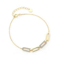 Damila Handmade 925 Sterling Silver Charms Bracelets Jewelry Gold Plated Zircon Paperclip Chain Bracelets Women