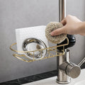 Metal No Drilling Hanging Sink Organize Holder Water Bowl Pool Edge Sponge Drain Hanger 2-In-1 Sink Cleaning Tool Storage Basket