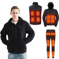Men's Casual Heated Warm Waistcoat Set Machine Washable Comfortable Sweatshirt Jacket Vest Pants Made From Warm Fleece Fabric