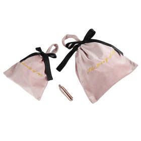 Pink Velvet Embroidery Hand Rope Bowknot Drawstring Bag Green Dust-proof Printed Logo Small Pouch
