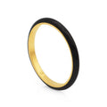 Chris April Fashion Jewelry 316L Stainless Steel Thin Gemstone Minimalist Circle Black Enamel Ring