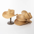Hot Selling Unisex Spring Summer  Hollow Out Design Outdoor Travel Raffia Straw Wide Brimmed Cowboy Hat