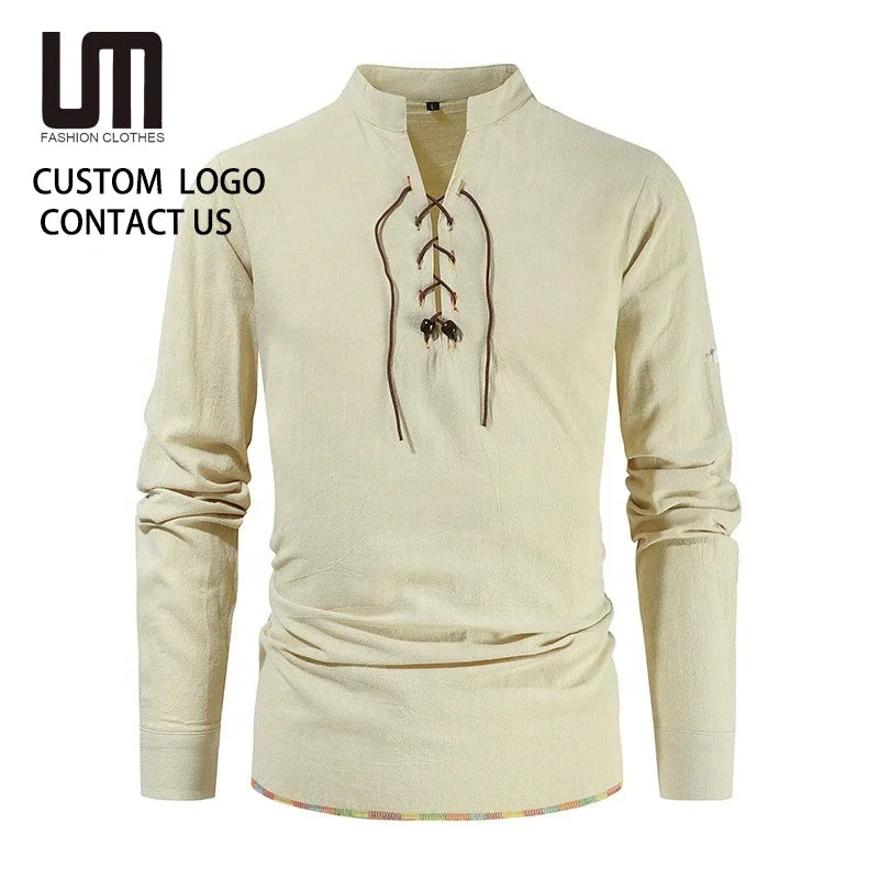 Clearance Sales Men's Long Sleeve T-Shirt Business Casual Stand Collar Shirt Breathable Office & Formal Wear for Spring
