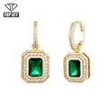 2022 New Arrival Hip Hop Rock Earring  Iced Out Two Rows Big  CZ Stone with 18K Gold Plated  Lady Stud Luxury Square CZ Earring