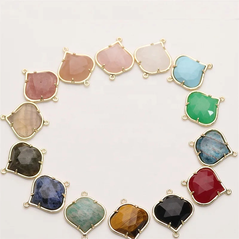 Natural Gemstone Charms Drop Birth Stone Crystal Connector for Necklace Making