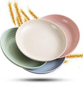 4pcs Eco-Friendly Round Wheat Straw Plate Dish Set Biodegradable and Reusable for Camping Occasions