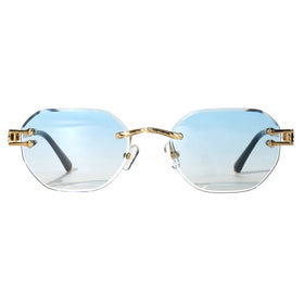 Finione Women's Sunglasses Oversize Rimless Two Toned Feisedy Rimless Sunglasses for Women Metal Retro Rimless Sunglasses