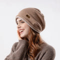 Women Winter Hats Fashion Solid Color Two Tone Curling Fall and Winter Knitting Pile Cap Baotou Hat Baggy Slouchy Beanies Hat