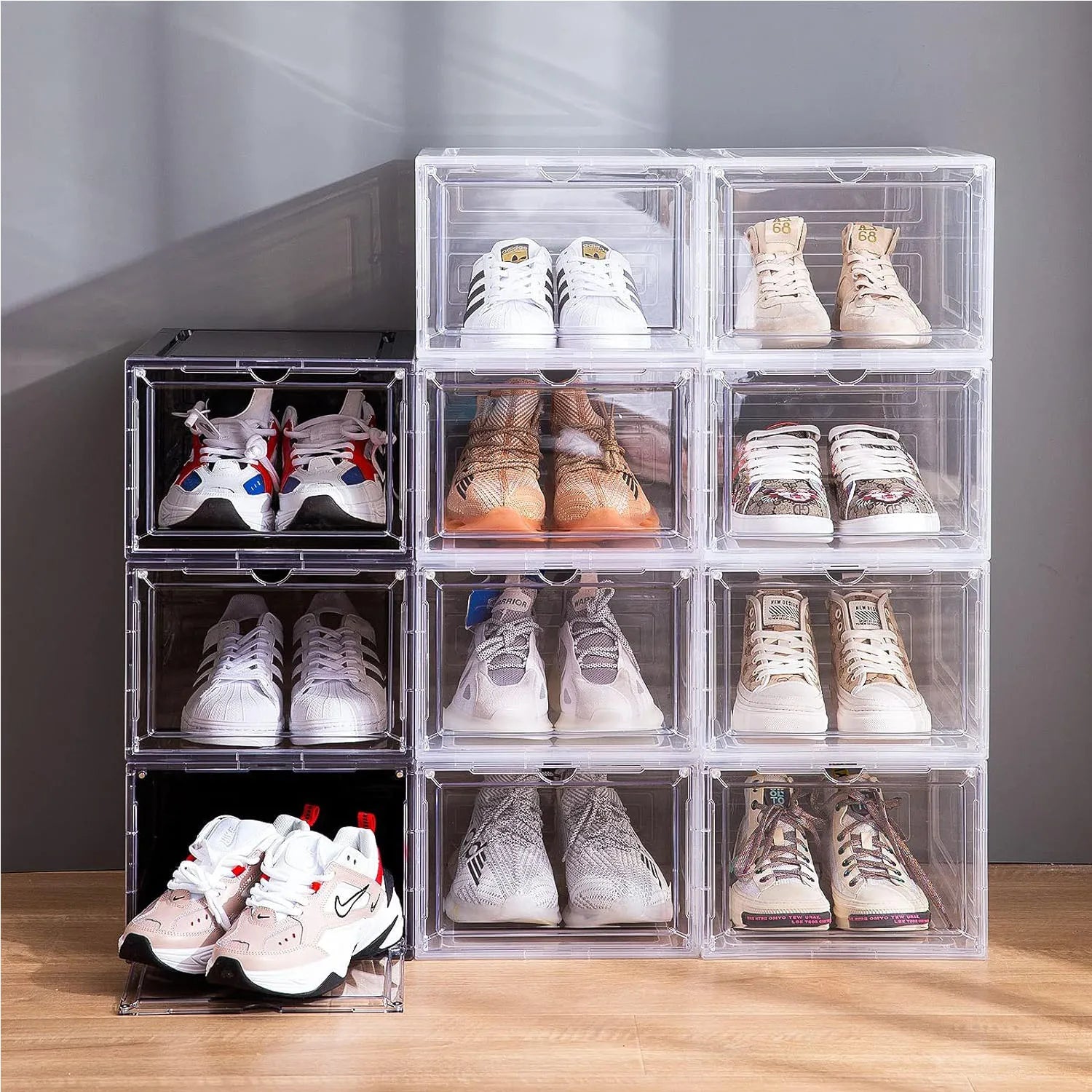 China Wholesale Foldable PP Rectangle Injection-Molded Eco-Friendly Plastic Shoes Storage Box with 10-20L Capacity for Home Use