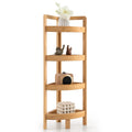 Bamboo Corner Storage Shelf Corner Shelf Bookshelf Standing Storage Rack Wooden Rack for Bathroom Living Room Display Shelf