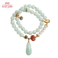 Natural Double-Layer Jade Bracelet With Bird Ruyi Pendant Jade Pearl Splicing Chinese Knot Nanhong Agate Bracelet
